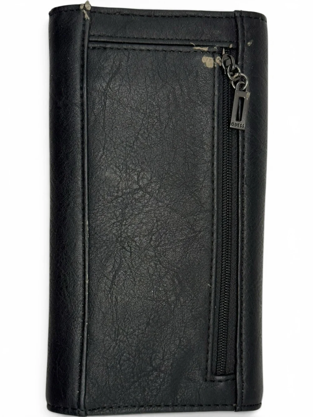 Vintage GUESS Black Studded Logo Flap Checkbook Wallet Y2K